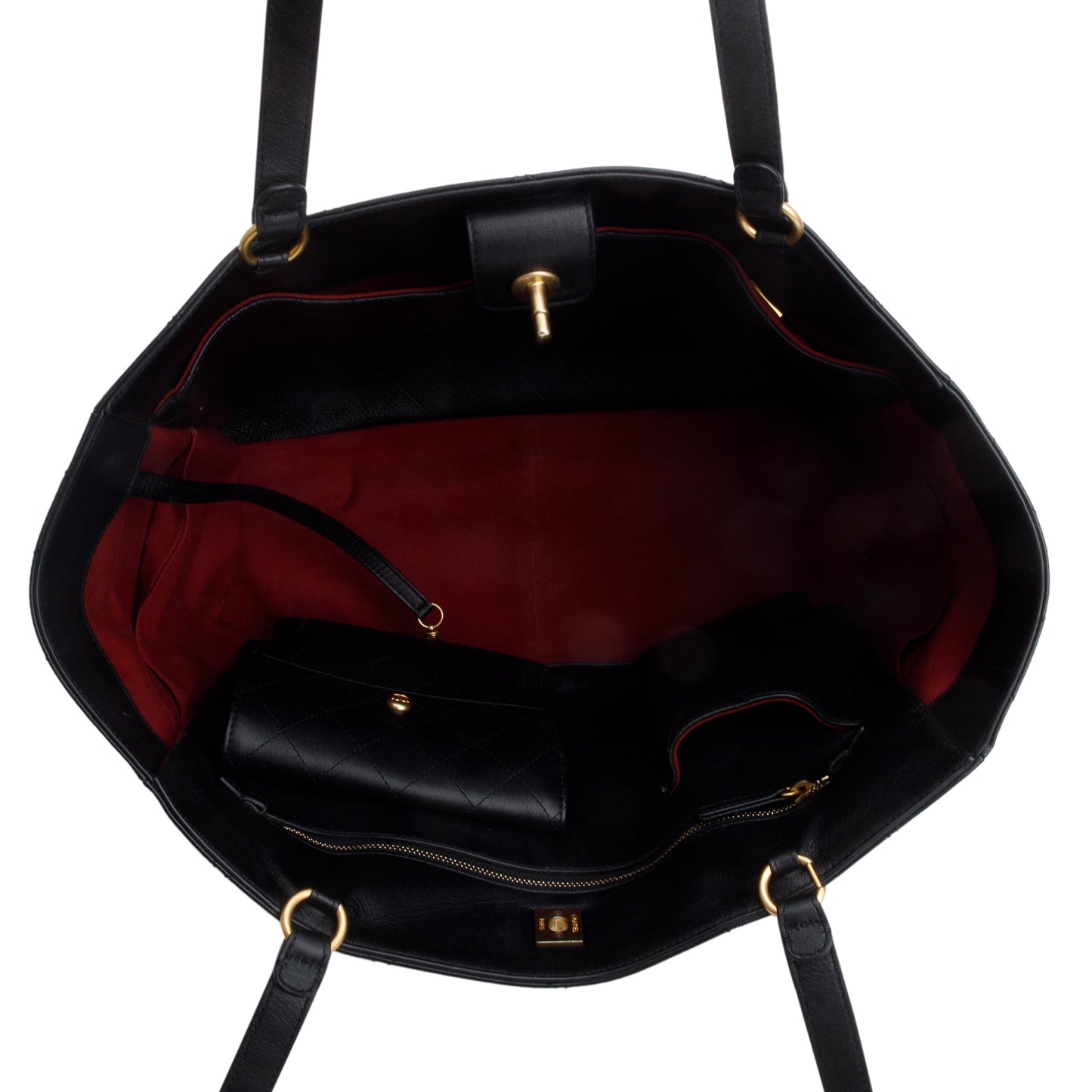 Chanel 2023 Black Quilted Calfskin Leather Book Pocket Shopping Tote