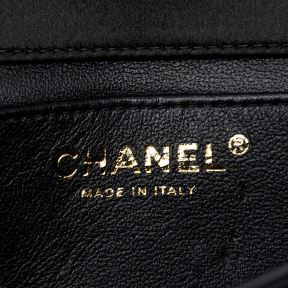 Chanel 2023 Black Quilted Satin Bow Clutch Crossbody