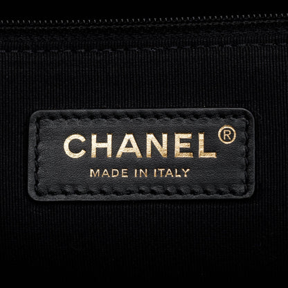 Chanel 2023 Black Raffia Calfskin Coco Maxi Beach Shopping Tote w/ Pouch