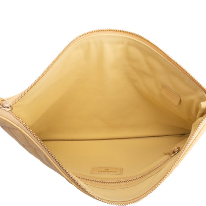 Chanel 2023 Yellow Quilted Calfskin Leather Medium O-Case Clutch