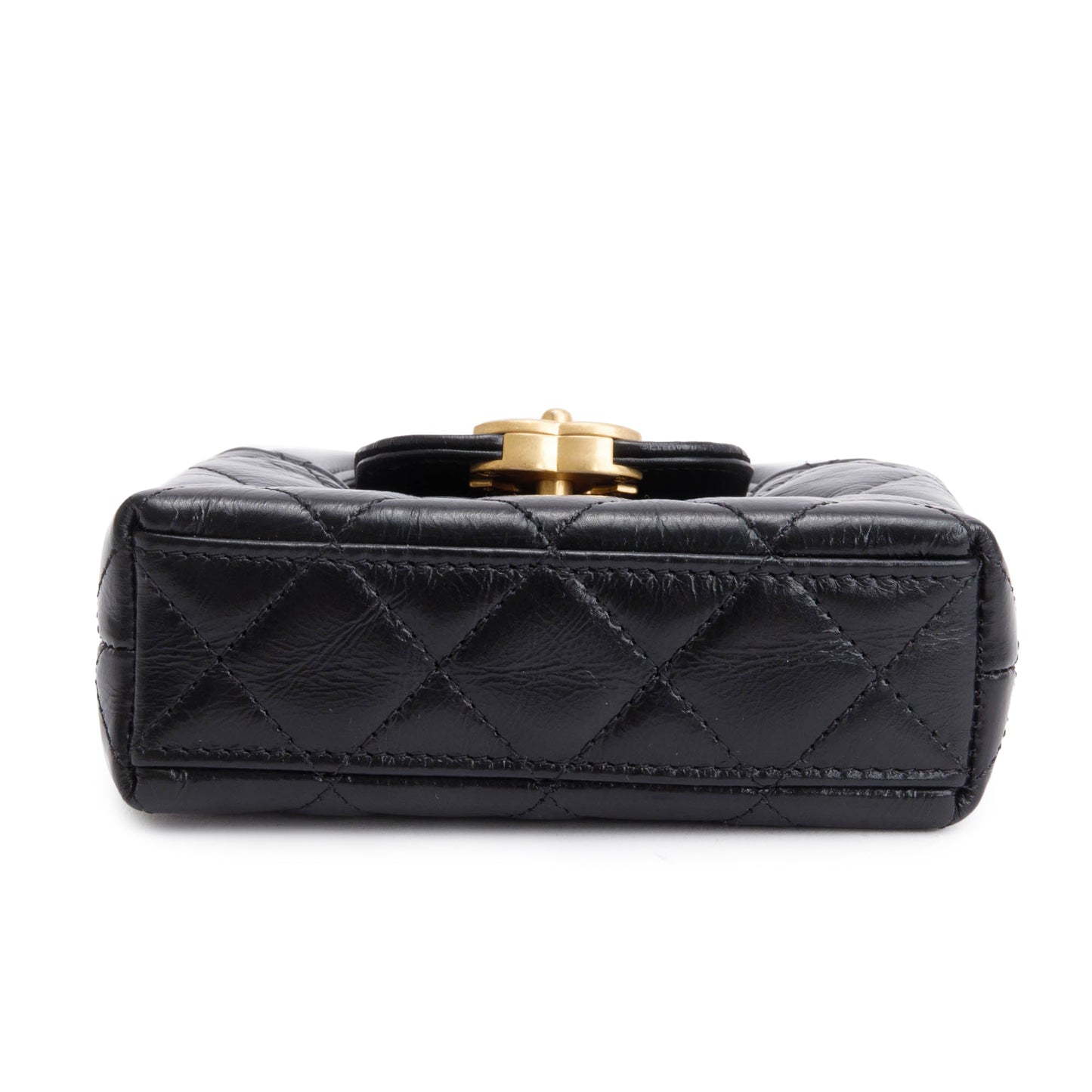Chanel 2024 Black Shiny Aged Calfskin Leather Nano Kelly Crossbody Bag w/ Box & Receipt