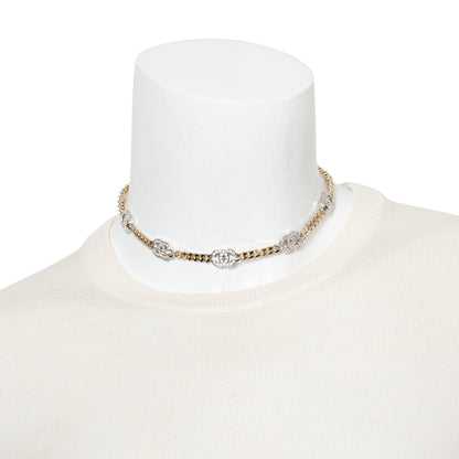 Chanel 2024 Gold Plated  Strass CC Choker Necklace w/ Box