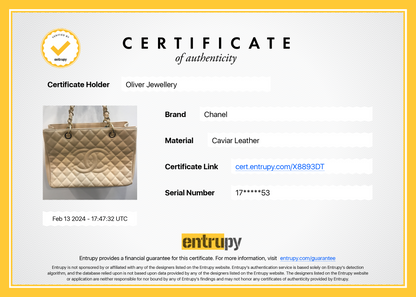 Chanel Beige Caviar Leather Grand Shopping Tote (GST) w/ Authentcity Card