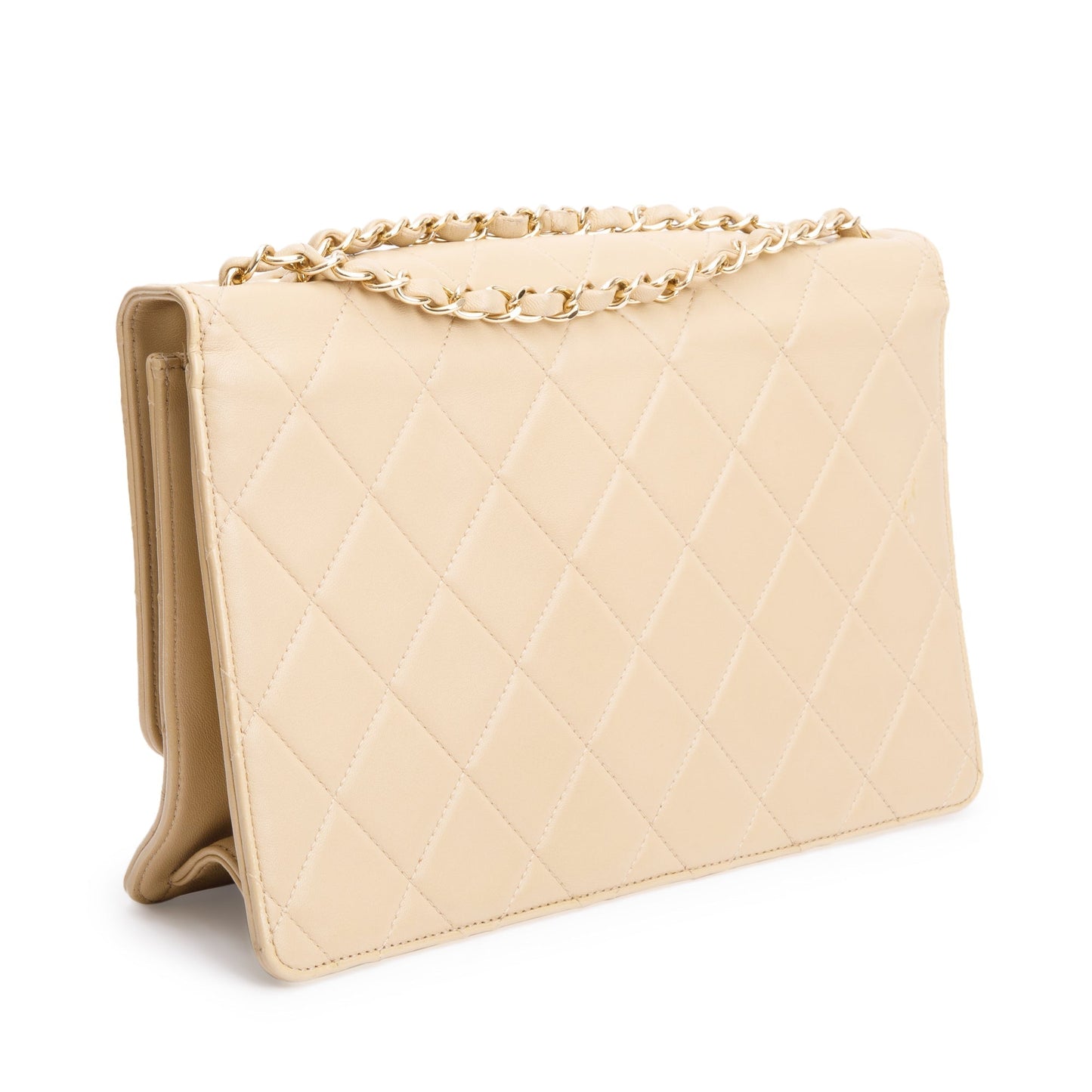 Chanel Beige Lambskin Leather Large Golden Class Flap Bag