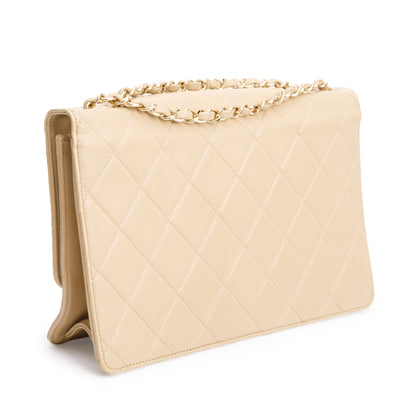 Chanel Beige Lambskin Leather Large Golden Class Flap Bag