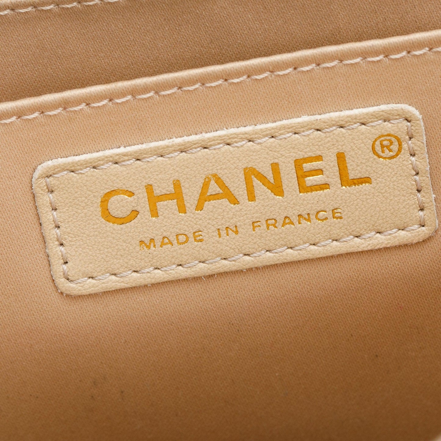 Chanel Beige Lambskin Leather Large Golden Class Flap Bag