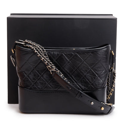 Chanel Black Aged Calfskin Leather Medium Gabrielle Hobo w/ Box & Authenticity Card