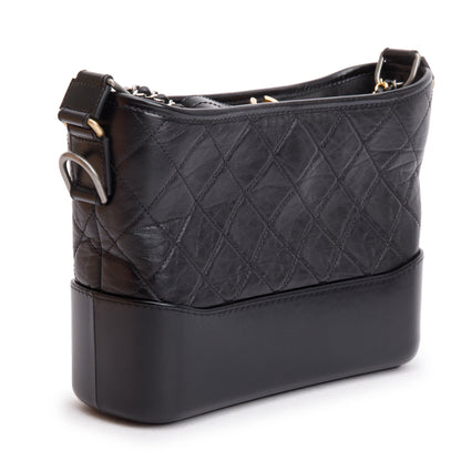 Chanel Black Aged Calfskin Leather Medium Gabrielle Hobo w/ Box & Authenticity Card