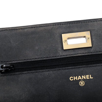 Chanel Black Aged Calfskin Leather Reissue Wallet on Chain w/ Box, Receipt & Authenticity Card