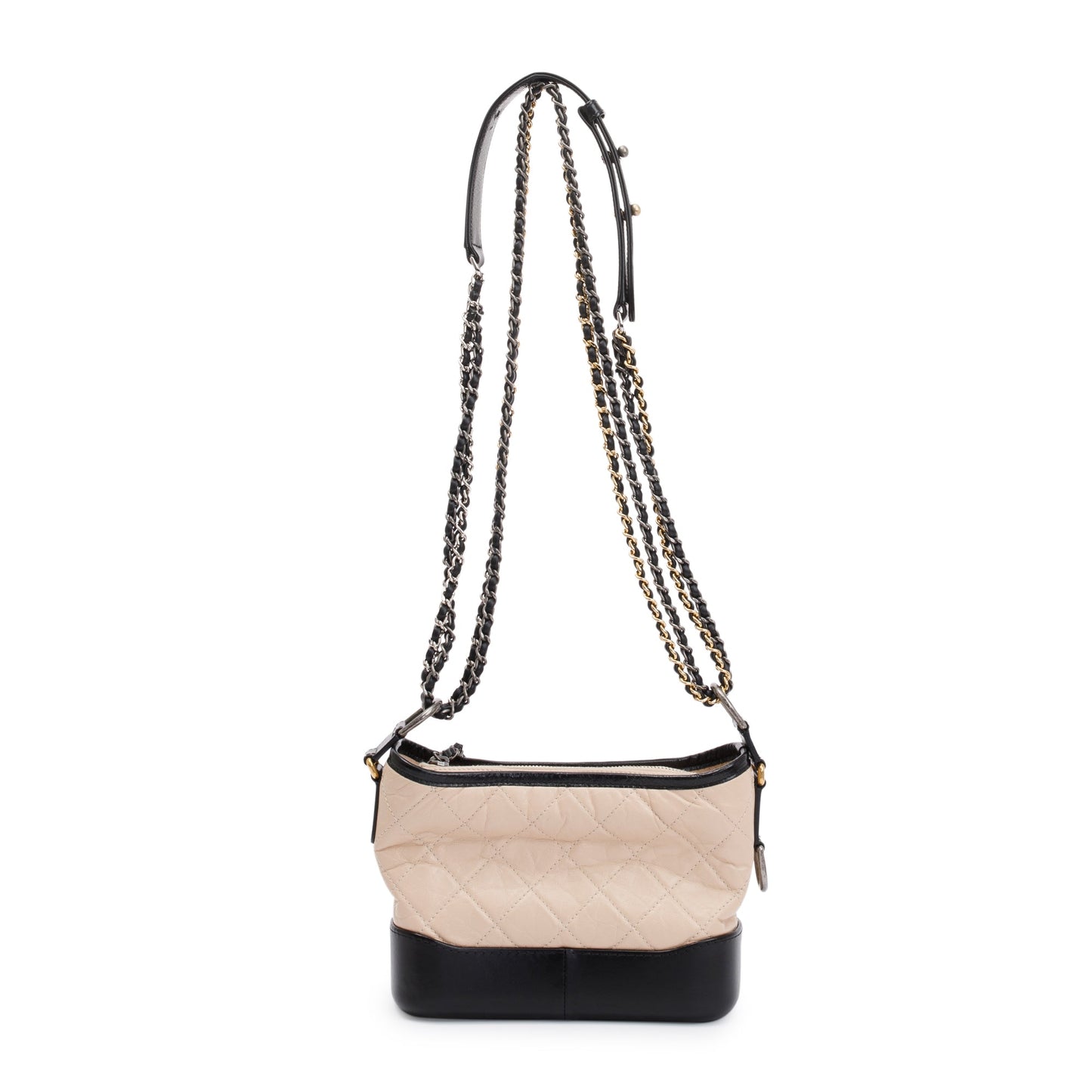 Chanel Black & Beige Aged Calfskin Leather Small Gabrielle Hobo