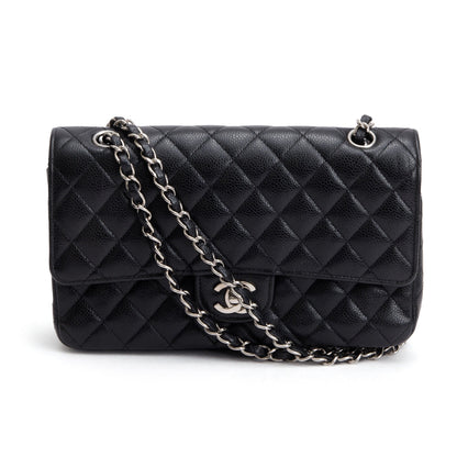 Chanel Black Caviar Leather Classic Medium Double Flap Bag