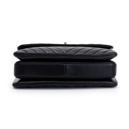 Chanel Black Chevron Lambskin Trendy CC Medium Top Handle Flap Bag w/ Box & Authenticity Card