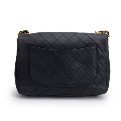 Chanel Black Lambskin Leather Classic Jumbo Single Flap Bag