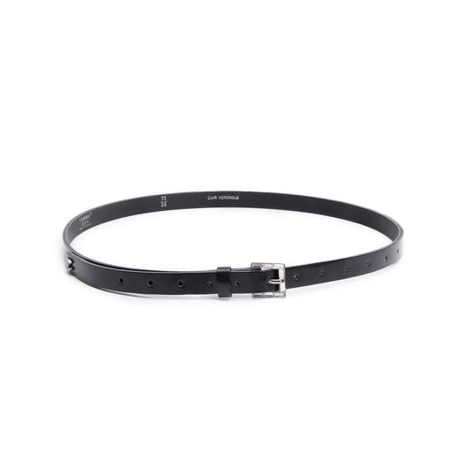 Chanel Black Patent Leather Strass Buckle Skinny Belt 75 30 w/ Box