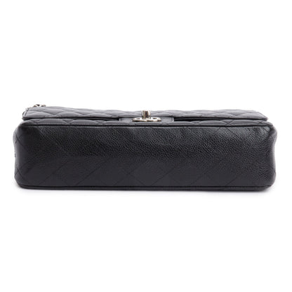 Chanel Black Quilted Caviar Leather Classic Medium Double Flap Bag w/ Box
