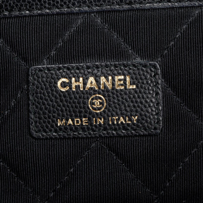 Chanel Black Quilted Caviar Leather Golden Class O-Case Clutch w/ Box & Authenticity Card