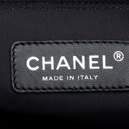 Chanel Black Quilted Coated Canvas Large Paris Biarritz Tote w/ Pouch & Authenticity Card