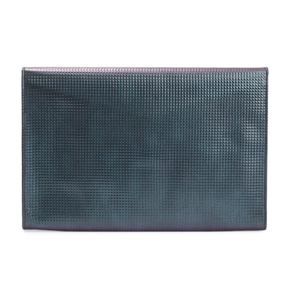 Chanel Black Quilted Holographic Patent Leather Envelope Clutch w/ Authenticity Card