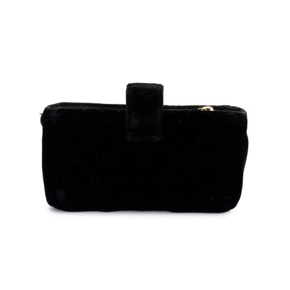 Chanel Black Velvet O-Phone Holder Pouch w/ Box