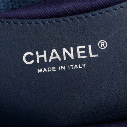 Chanel Blue Camellia Denim Just Mademoiselle Bowler Bag