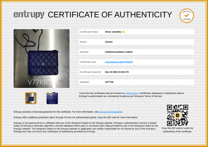 Chanel Blue Lambskin Quilted Square Wallet on Chain w/ Box & Authenticity Card