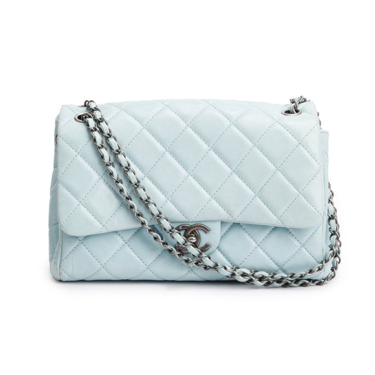 Chanel Blue Quilted Calfskin Leather Coco Soft Single Flap Bag w/ Receipt & Authenticity Card