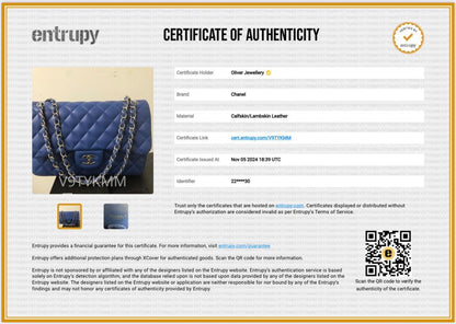 Chanel Blue Quilted Lambskin Leather Classic Jumbo Double Flap Bag w/ Authenticity Card