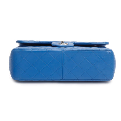 Chanel Blue Quilted Lambskin Leather Classic Jumbo Double Flap Bag w/ Authenticity Card