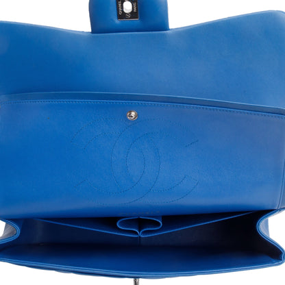 Chanel Blue Quilted Lambskin Leather Classic Jumbo Double Flap Bag w/ Authenticity Card