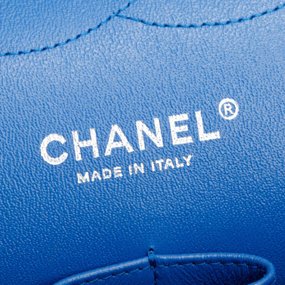 Chanel Blue Quilted Lambskin Leather Classic Jumbo Double Flap Bag w/ Authenticity Card