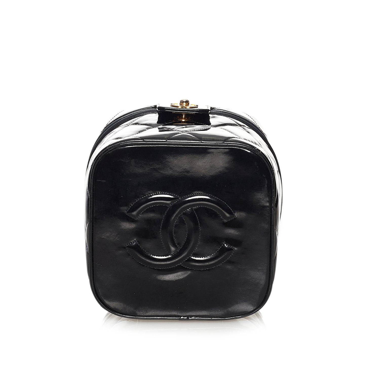 Chanel CC Matelasse Patent Leather Vanity Bag (SHG-34683)
