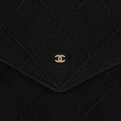 Chanel Calfskin Diamond Wild Stitch Envelope Wallet (SHF-pNxSvK)