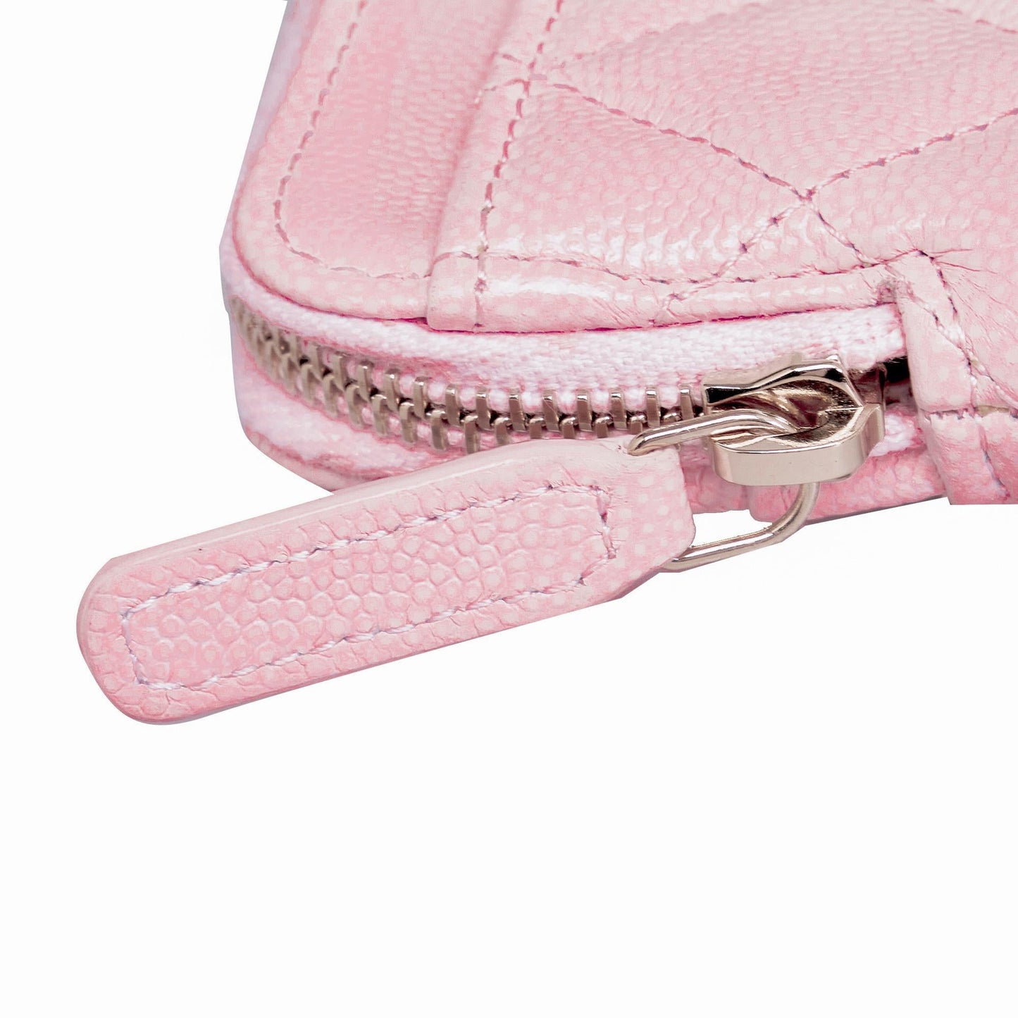 Chanel Caviar CC Crystal Woven Square Zip Around Card Holder (SHG-07vPg1)