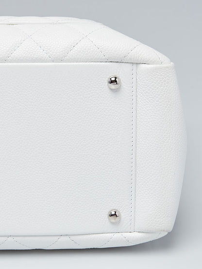 Chanel White Quilted Caviar Grand Shopper Tote GST