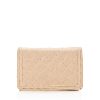 Chanel Caviar Leather Boy Wallet on Chain Bag (SHF-22356)