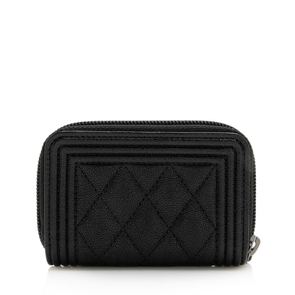 Chanel Caviar Leather Boy Zip Coin Purse (SHF-22675)