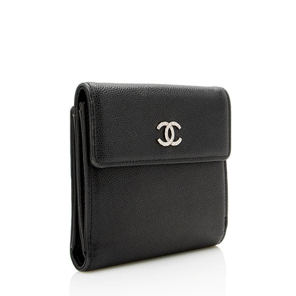Chanel Caviar Leather CC Bifold Wallet (SHF-13833)