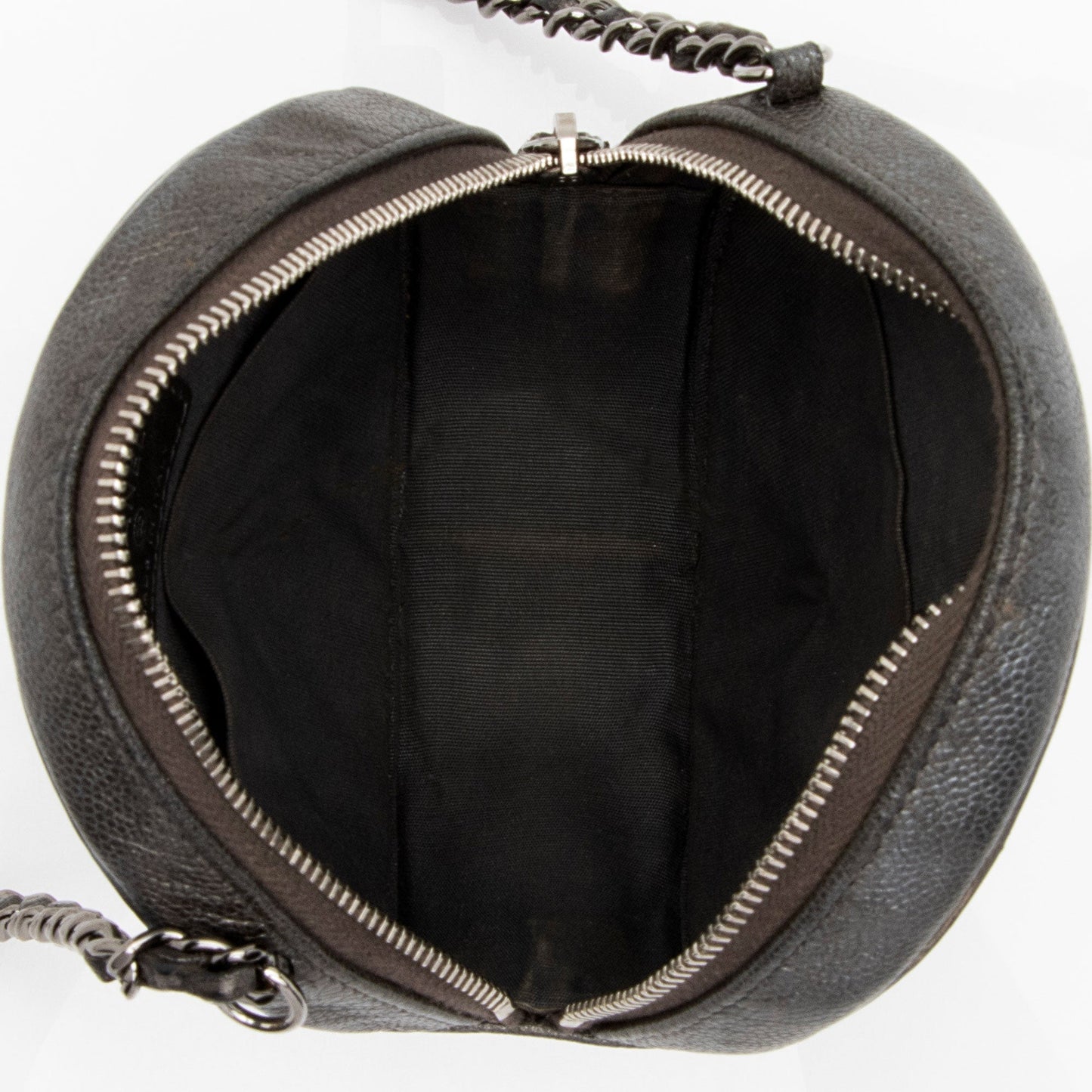 Chanel Caviar Leather CC Filigree Round Clutch with Chain (SHF-B82Fj9)