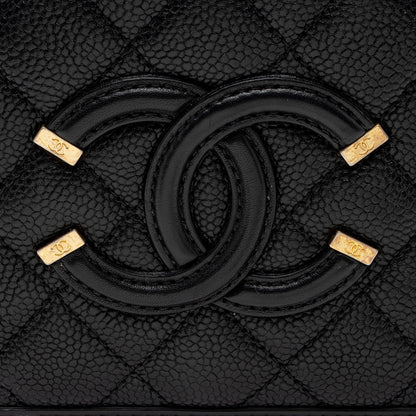 Chanel Caviar Leather CC Filigree Small Vanity Case (SHF-0Nks5y)