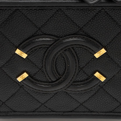 Chanel Caviar Leather CC Filigree Small Vanity Case (SHF-cBEpCt)