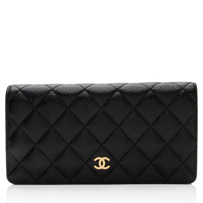 Chanel Caviar Leather CC Yen Wallet (SHF-xXH8cp)