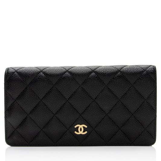 Chanel Caviar Leather CC Yen Wallet (SHF-xXH8cp)