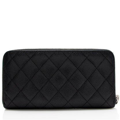 Chanel Caviar Leather CC Zip Around Wallet (SHF-21319)