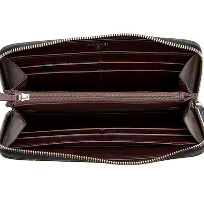 Chanel Caviar Leather CC Zip Around Wallet (SHF-21319)