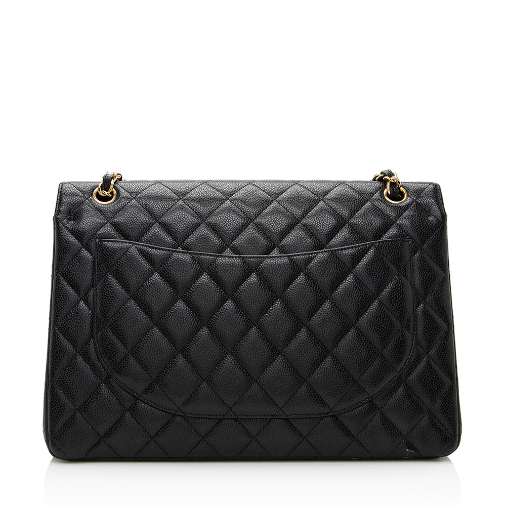 Chanel Caviar Leather Classic Maxi Double Flap Bag (SHF-21769)