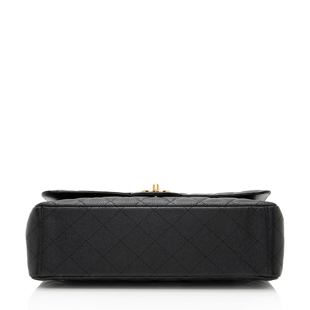 Chanel Caviar Leather Classic Maxi Double Flap Bag (SHF-21769)
