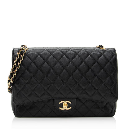 Chanel Caviar Leather Classic Maxi Double Flap Bag (SHF-21769)
