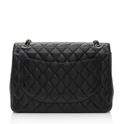 Chanel Caviar Leather Classic Maxi Double Flap Bag (SHF-lwkRiB)