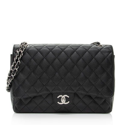Chanel Caviar Leather Classic Maxi Double Flap Bag (SHF-lwkRiB)