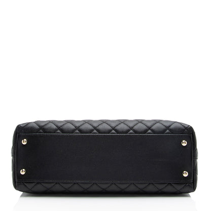 Chanel Caviar Leather Coco Top Handle Medium Flap Bag (SHF-xxvlCu)
